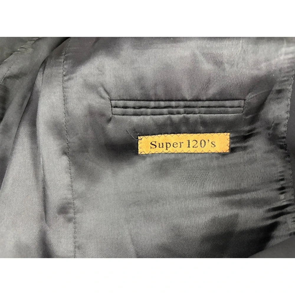 Adolfo Mens Suit Jacket 42-36L Black Super 120s Wool 3-Button‎ Blazer Italy